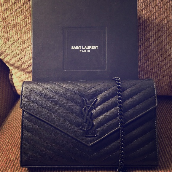 Yves Saint Laurent Handbags - Black YSL Wallet On Chain